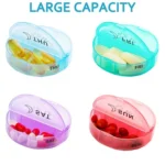 One Week Use Portable Plastic 14-Compartment Pill Box Leather Bag - Image 5
