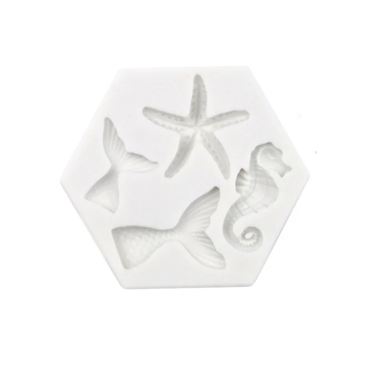 TBD0581404601A.webp Ocean Series Big And Small Fishtail Starfish Seahorse DIY Baking Liquid Silicone Mold - Image 1