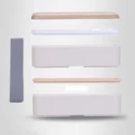 Office Double-layer Separated Lunch Box Wooden Portable Microwaveable Heating Student Bento Box with Cutlery - Image 3