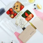 Office Double-layer Separated Lunch Box Wooden Portable Microwaveable Heating Student Bento Box with Cutlery - Image 6