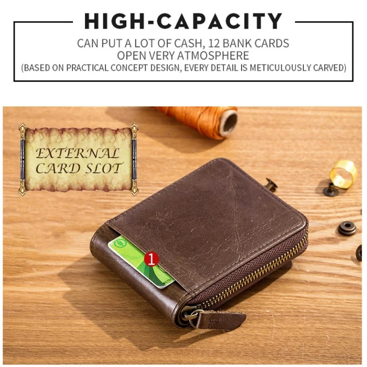 TBD0582257501_B2.webp BUFF CAPTAIN 231 First Layer Cowhide Zipper Wallet Horizontal Leather Multiple-Card Thicken Album Wallet - Image 3