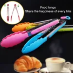 Kitchen Silicone Cooking Salad Stainless Steel Handle Food Clip - Image 9