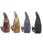 BULL CAPTAIN 019 Retro Men Leather Crossbody Shoulder Bag First-Layer Cowhide Chest Bag, Colour: Black + Buckle - Image 2