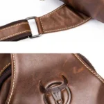 BULL CAPTAIN 019 Retro Men Leather Crossbody Shoulder Bag First-Layer Cowhide Chest Bag, Colour: Black + Buckle - Image 5