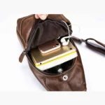BULL CAPTAIN 019 Retro Men Leather Crossbody Shoulder Bag First-Layer Cowhide Chest Bag, Colour: Black + Buckle - Image 6