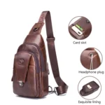 BUFF CAPTAIN 110 Men Leather Shoulder Bag First-Layer Cowhide Leather Multi-Function Chest Bag - Image 4