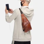 BUFF CAPTAIN 129 First-Layer Cowhide Men Soft Chest Bag Outdoor Casual Large Capacity Messenger Bag - Image 7