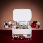 1003 LED Mirror Cosmetic Storage Box Desktop Dust-Proof Skin Care Products Large-Capacity Rack, Specification: - Image 5