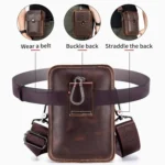 BUFF CAPTAIN 075 Men Belt Mobile Phone Waist Bag First-Layer Cowhide Multi-Function Diagonal Bag - Image 5
