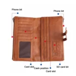 Retro Ladies RFID Wallet Leather Long Mobile Phone Bag - Image 5