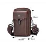 BULL CAPTAIN 076 Retro Leather Mobile Phone Waist Bag Men Leather Messenger Bag - Image 2