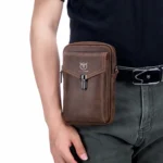 BULL CAPTAIN 076 Retro Leather Mobile Phone Waist Bag Men Leather Messenger Bag - Image 5