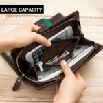 BULL CAPTAIN 028 Long Buckle Retro Cowhide Multi-Function Wallet (Black) - Image 6