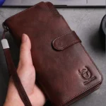 BULL CAPTAIN 028 Long Buckle Retro Cowhide Multi-Function Wallet (Black) - Image 8