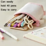 ANGOO Corduroy Retractable Drop-Down Pencil Case Student Stationery Storage Bag - Image 4