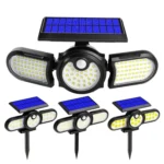 TG-TY080 3-Heads Rotatable Solar Wall Light Outdoor Waterproof Human Body Induction Garden Lawn Lamp - Image 2