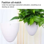 Wire Hanging Plastic Flowerpot With Automatic Water Absorption And Frosted Surface - Image 6