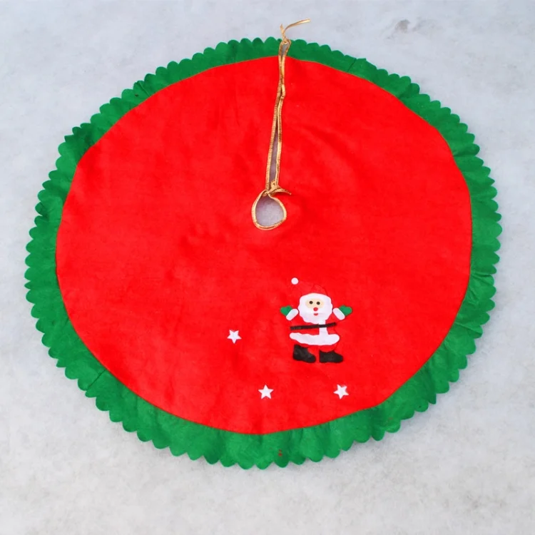 TBD0584125001_B2.webp 90cm Wavy Green Edge Christmas Tree Skirt Non-Woven Christmas Festival Decoration - Image 3