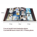 6 Inch 600 Sheets Leather Cover Photo Album Family Photo Album Storage Book - Image 6