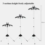 1.6m 3 in 1 Hanging Ironing Bracket Hanger Telescopic Metal Rod Mount - Image 3