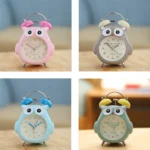 3 Inch Children Cartoon Owl Luminous Silent Bedside Snooze Small Alarm Clock - Image 2