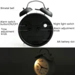 Metal Quality Mute Luminous Alarm Clock Classic Double Bell Clock - Image 6
