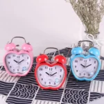 Children Cartoon Apple-Shaped Bedside Mute Desk Clock Metal Bell Digital Alarm Clock - Image 2