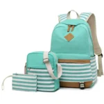 3 PCS/Set Canvas Leisure Backpack Large Capacity Printed School Bag