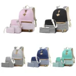 3 PCS/Set Canvas Leisure Backpack Large Capacity Printed School Bag - Image 2