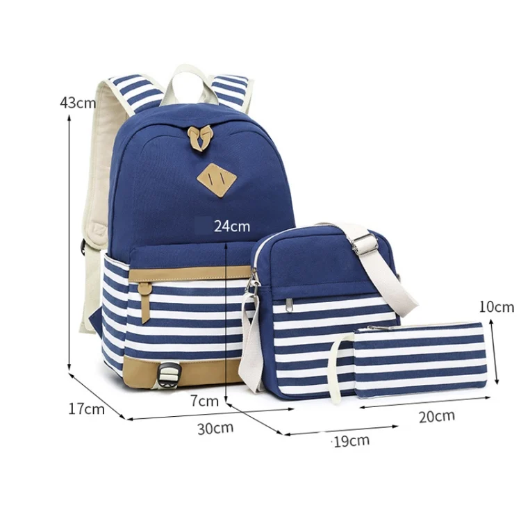 TBD0585085601_B3.webp 3 PCS/Set Canvas Leisure Backpack Large Capacity Printed School Bag - Image 4