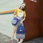 3 PCS/Set Canvas Leisure Backpack Large Capacity Printed School Bag - Image 6