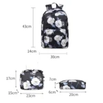 1909-1 3 PCS/Set Printed Backpack Small Fresh Student School Bag Computer Bag Lunch Backpack - Image 4