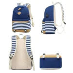 2 PCS/Set Printed Canvas Backpack Student School Bag Striped Large Capacity Backpack - Image 3