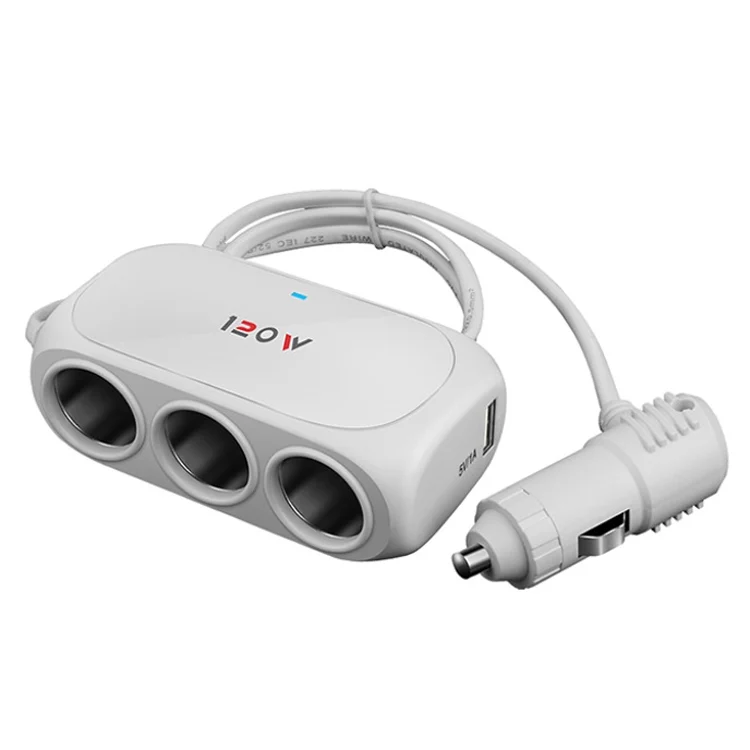 Car Charger Cigarette Lighter 1 In 3 Mobile Phone USB Car Charger
