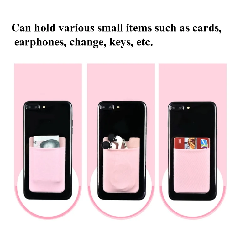 TBD0585355301_B3.webp Stretch Lycra Mobile Phone Back Sticker Card Holder Phone Back Wallet Bus Bank Card Holder - Image 4