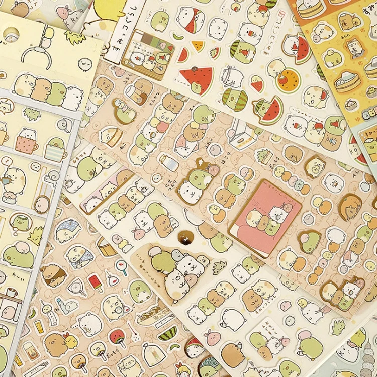 TBD0585880201_B5.webp 10pcs RBJLT Corner Plane Stickers Account Diary Decoration Hot Stamping Cartoon Stickers - Image 6