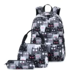 3 PCS / Set 2035 Printed Backpack Large-Capacity Leisure Computer Backpack Student School Bag