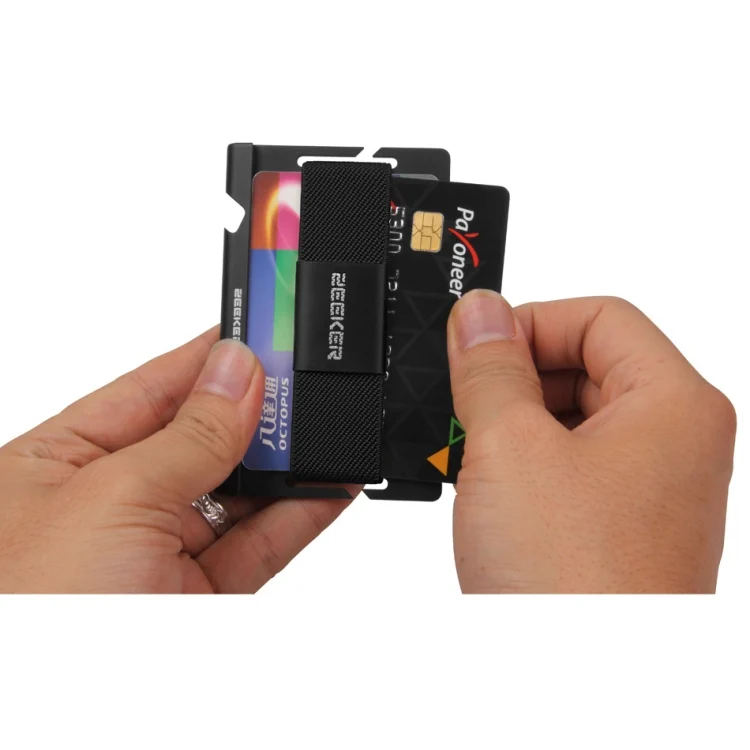 TBD0587744101_B4.webp ZEEKER JK03  Aluminum Alloy Card Holder Multi-Function Elastic Band Women And Men Wallet Metal Business Card Holder - Image 5