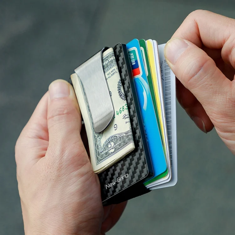 TBD0587744801_B6.webp New-Bring Metal Carbon Fiber Wallet Ultra-Thin Card Holder Male RFID Anti-Theft Simple Wallet Bank Credit Card Storage Device - Image 7