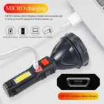 Plastic Flashlight COB Work Light Long Shot USB Strong Light Flashlight - Image 2