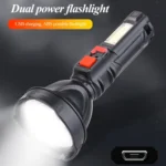Plastic Flashlight COB Work Light Long Shot USB Strong Light Flashlight - Image 3