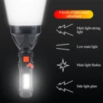 Plastic Flashlight COB Work Light Long Shot USB Strong Light Flashlight - Image 5