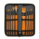 ZHU TING 10 In 1 Wooden Pole Nylon Wool Watercolor Pen And Board Brush Fan Shaped Painting Pen Set With Cloth BagZHUTING