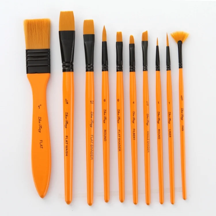 TBD0589423401_B2.webp ZHU TING 10 In 1 Wooden Pole Nylon Wool Watercolor Pen And Board Brush Fan Shaped Painting Pen Set With Cloth BagZHUTING - Image 3