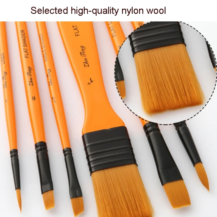 TBD0589423401_B4.webp ZHU TING 10 In 1 Wooden Pole Nylon Wool Watercolor Pen And Board Brush Fan Shaped Painting Pen Set With Cloth BagZHUTING - Image 5