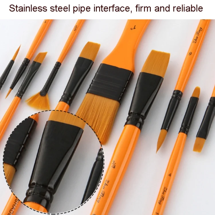 TBD0589423401_B5.webp ZHU TING 10 In 1 Wooden Pole Nylon Wool Watercolor Pen And Board Brush Fan Shaped Painting Pen Set With Cloth BagZHUTING - Image 6
