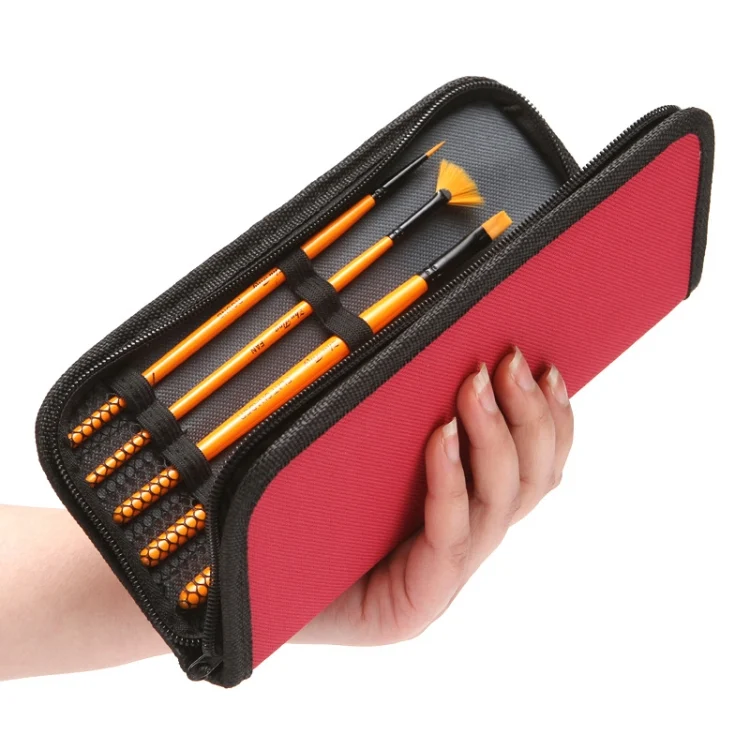 TBD0589423401_B6.webp ZHU TING 10 In 1 Wooden Pole Nylon Wool Watercolor Pen And Board Brush Fan Shaped Painting Pen Set With Cloth BagZHUTING - Image 7