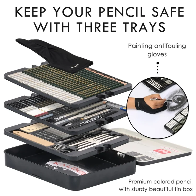 TBD0589424401_B3.webp KALOUR 70 in 1  Sketch Pencil Iron Box Set Sketch Tool Set Fine Art Painting Pencil - Image 4