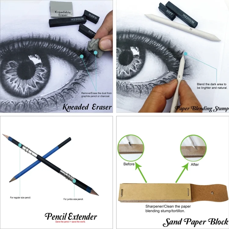 TBD0589426701_B6.webp KALOUR 33 in 1 Sketch Pencil Set Beginner Brush Art Supplies - Image 7