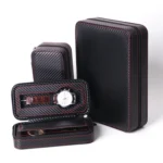 PU Leather Full Carbon Fiber Zipper Watch Bag Watch Storage Display Box, Style: - Image 6